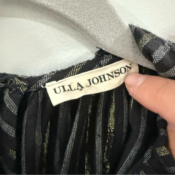 Ulla Johnson Jumpsuit Simka Wide Leg in Midnight Stripe Gold Metallic - Picture 8 of 13